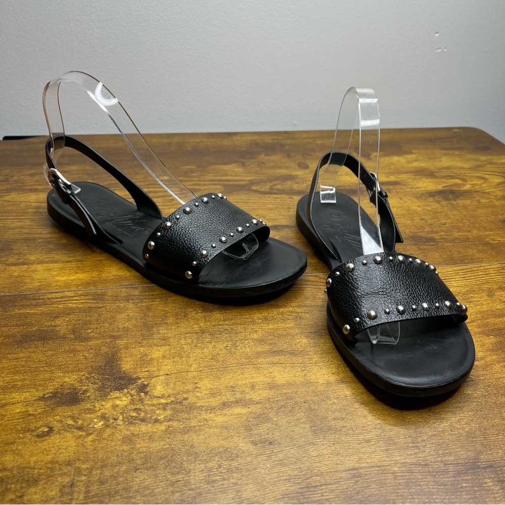 Brighton Black Studded Slingback Leather Sandals